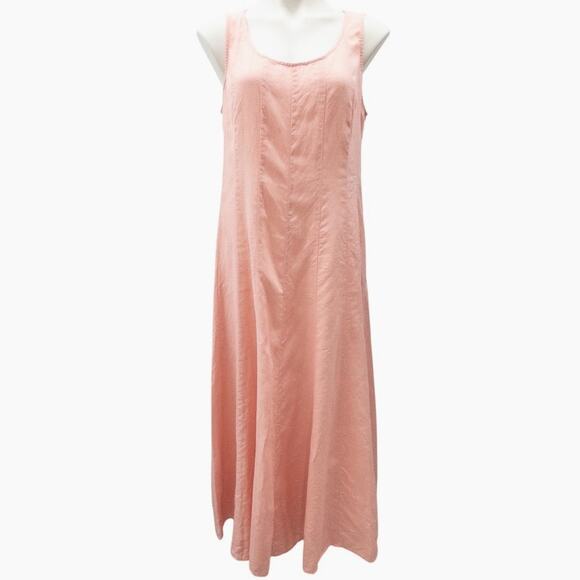 J Jill Linen Flare Sleeveless Maxi Dress Pink Women's Medium - Picture 2 of 5